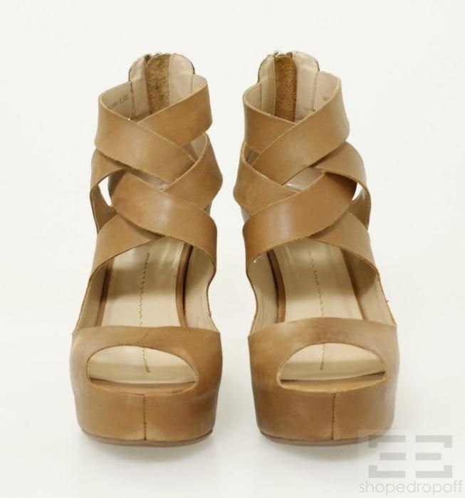 Dolce Vita Tan Strappy Leather Jude Wedges Size 8 5