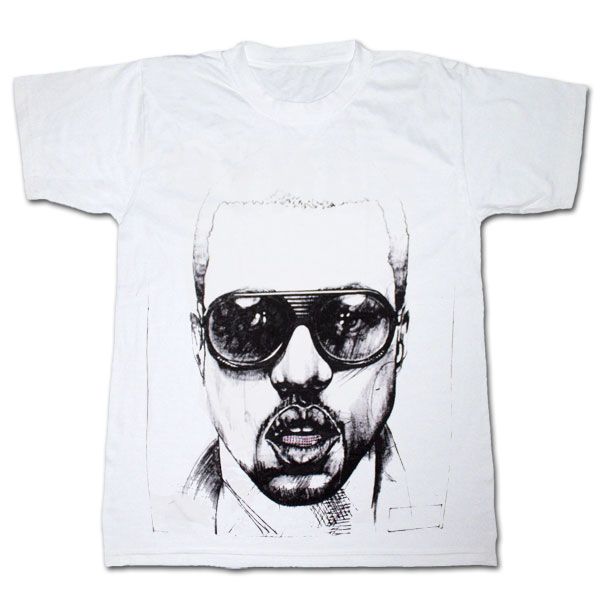 Kanye West Sketch Face Lightweight Graphic White Tee Shirt