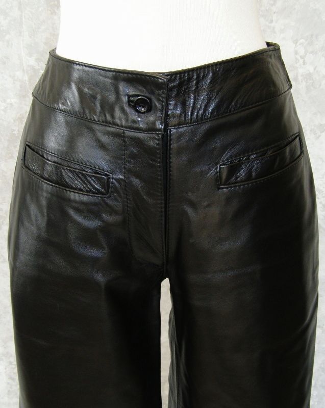 Katharine Hamnett Sexy Black Leather Pants 27 Thick Jeans Rocker