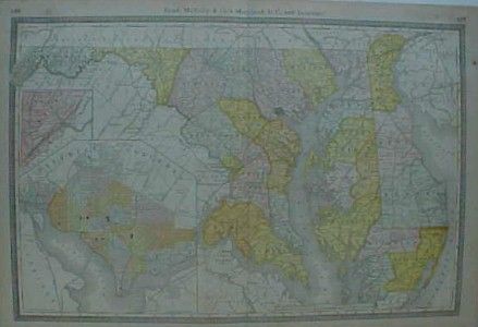 Original 1881 Map Maryland Delaware Washington DC Cecil