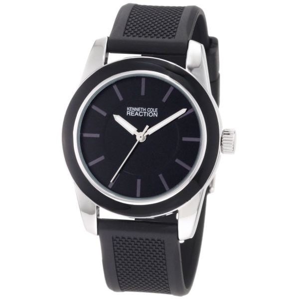 Kenneth Cole Rubber Black White Band Womens Watch RK6011