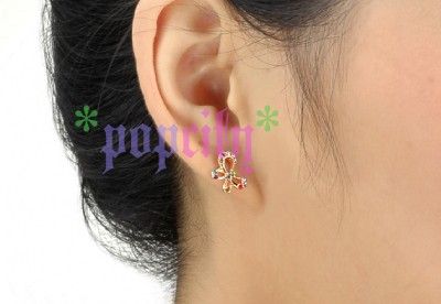 18K Gold GP Color Austrian Swarovski Crystal Butterfly Earrings E257A