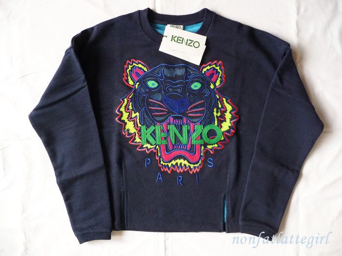 New SS 2013 Kenzo Paris Tiger Sweater sweat Shirt Jumper Blue Women