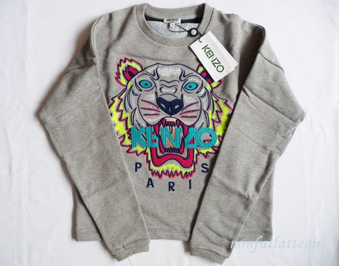 New SS 2013 Kenzo Paris Tiger Sweater sweat Shirt Jumper Gray Women