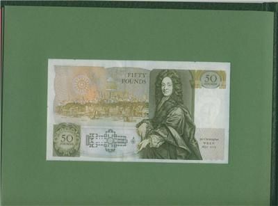 of 50 pounds UNC E30 999000 & A01 999000 UK Britain England KENTFIELD