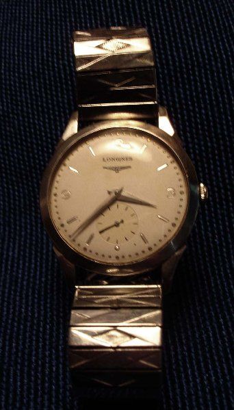 Longines 10K GF Wristwatch 17J 2ND Hand Dial Works Kesten Band