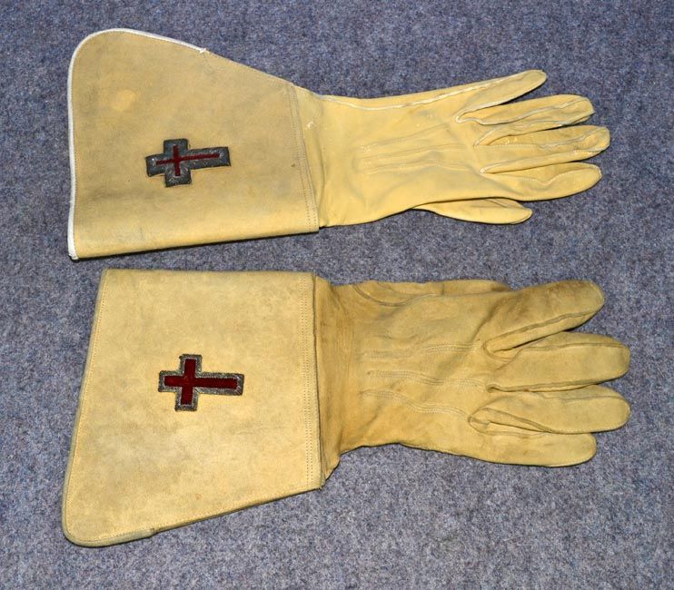 Masonic Knights Tempar Freemasonry Gauntlet Gloves Ceremonial