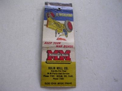 Kulm Mill Co Minneapolis Moline WWII Buy War Bonds Kulm North Dakota