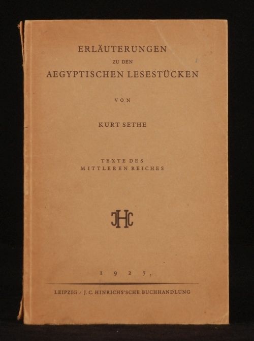 1927 Erläuterungen Aegyptischen Lesestücken Sethe 1st