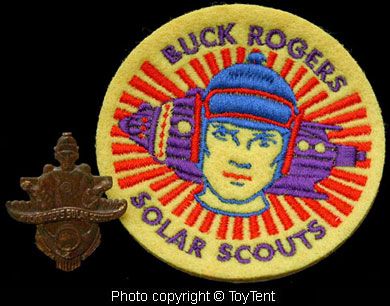 Buck Rogers Solar Scouts vintage ring on metal band & new embroidered