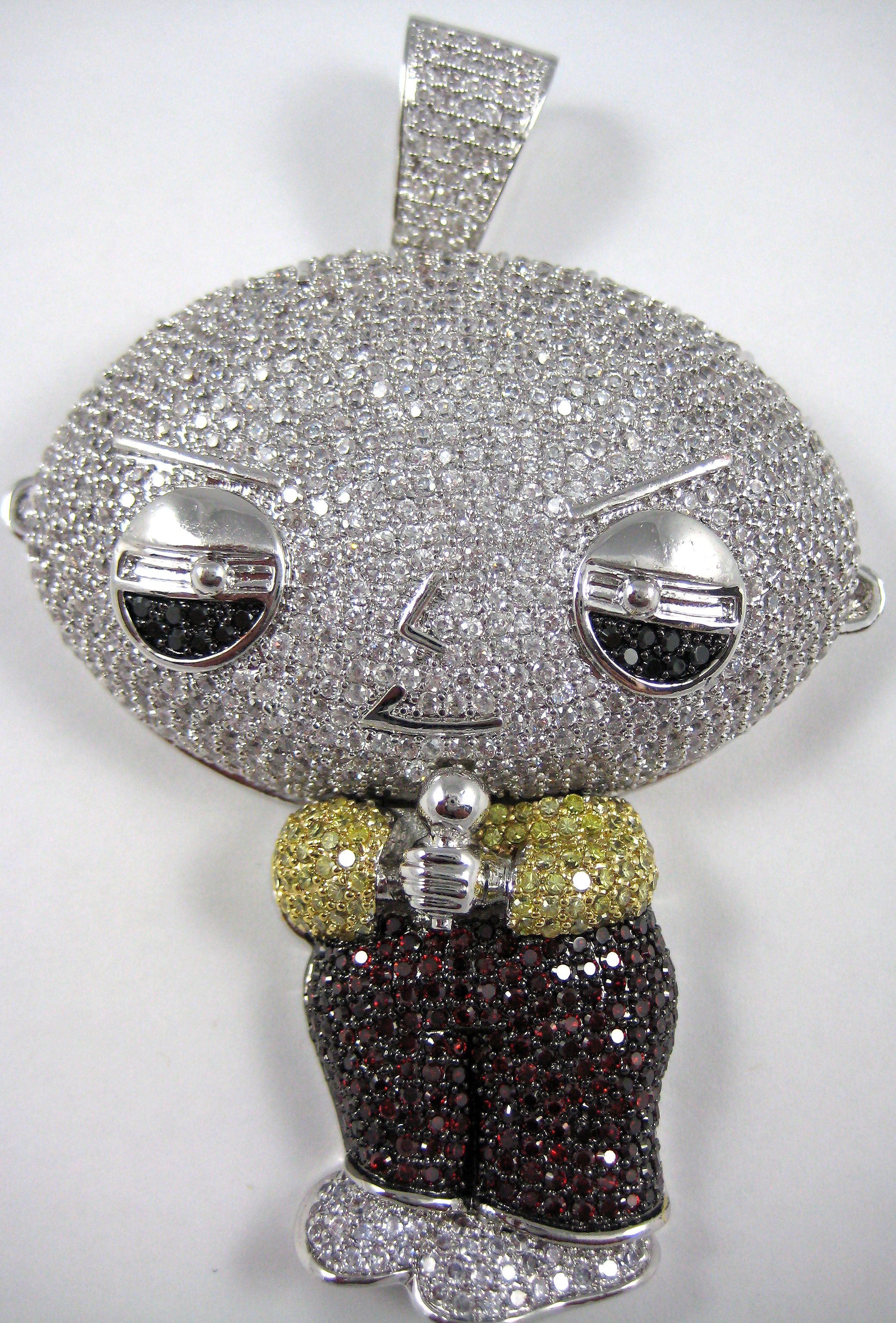 Multicolor Stewie Charm Lab Diamond Bling Hip Hop White