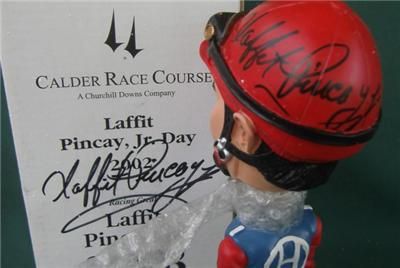 SIGNED 3X HOF LAFFIT PINCAY JR. BOBBLEHEAD 2001 CALDER RACE COURSE