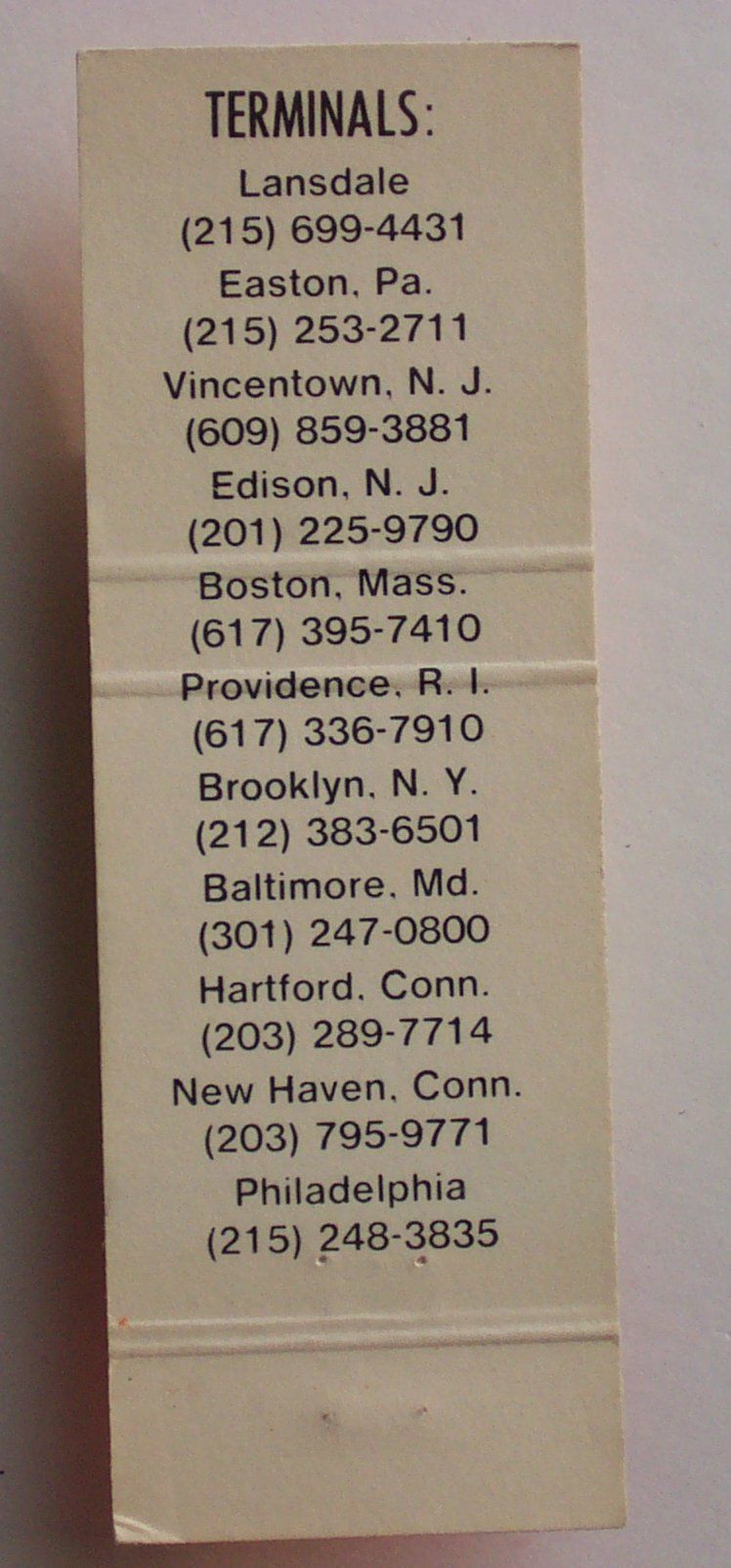 1970 Matchbook North Penn Transfer Trucking Lansdale PA