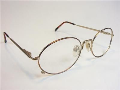 LARGE OVAL NOS WILLIS & GEIGER GOLD TORTOISE WIRE RIM EYEGLASS FRAMES