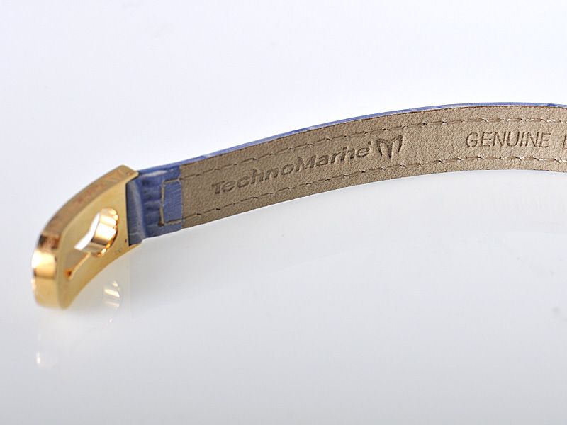TechnoMarine Yellow Gold Diamond Leather Bracelet