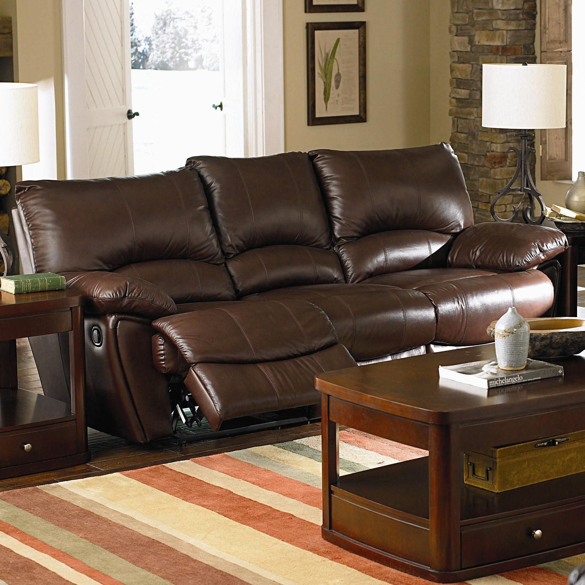 Clifford Brown Leather Double Reclining Sofa by Coaster