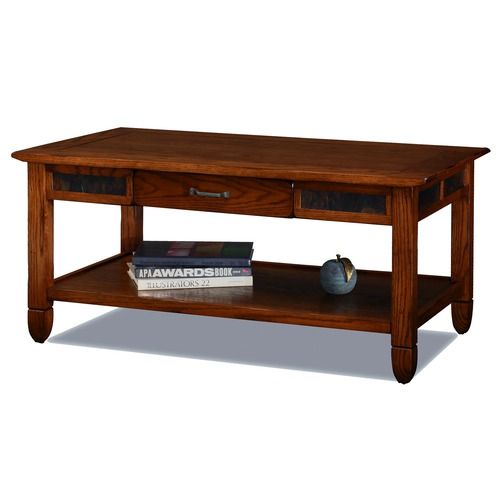 Leick Slatestone Coffee Table in Distressed Rustic Oak 10904