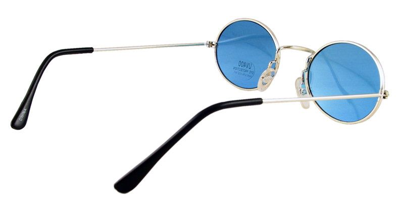 Goth Vampire Blue Lens Gold Hippie Sun Glasses 666