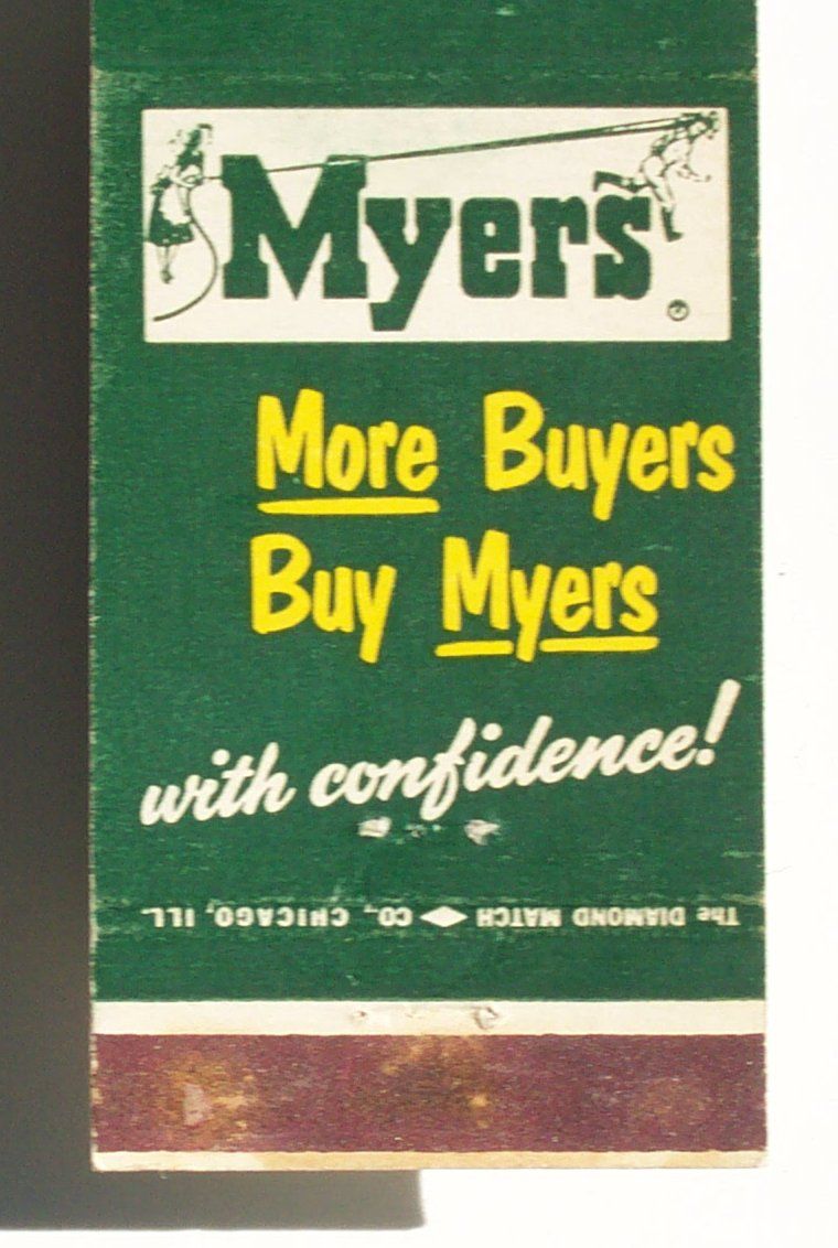 1950s Matchbook Myers Pumps Busser Supply Lewisburg PA