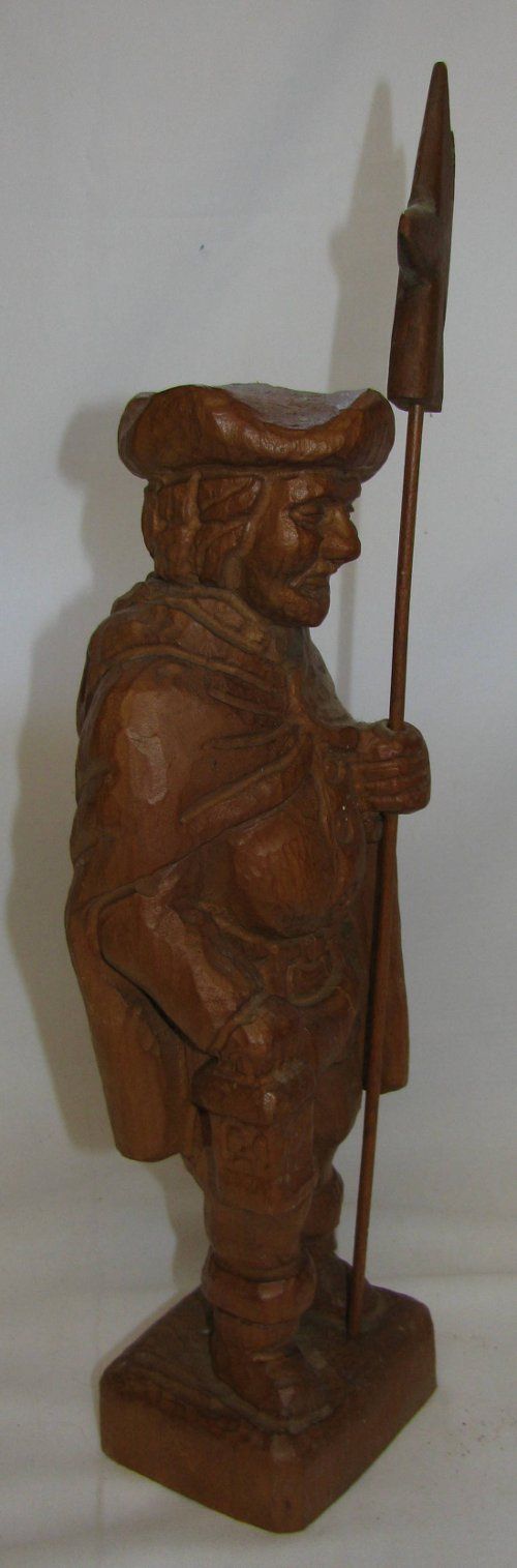 Holzfigur Figur Nachtwächter Mit Laterne Und Hellebarde 40 Cm