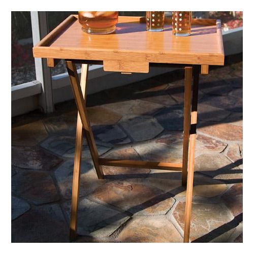 Lipper International Bamboo Folding TV Tray Table with Lip 801