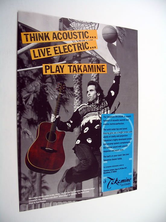 Takamine Guitars En 10CAN Guitar Nils Lofgren 1991 Ad