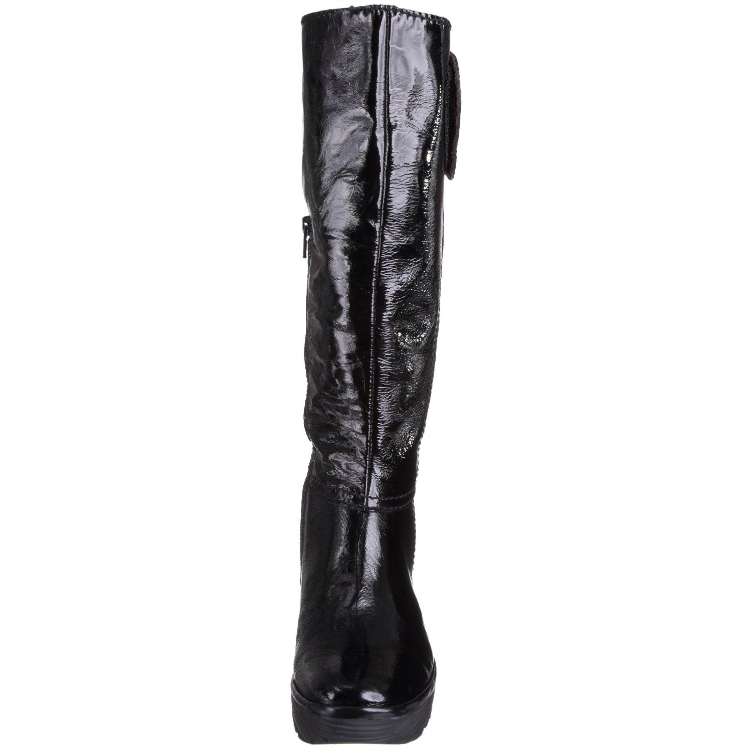 Fly London Womens Yule Black Patent Cheap New Leather Long Boots