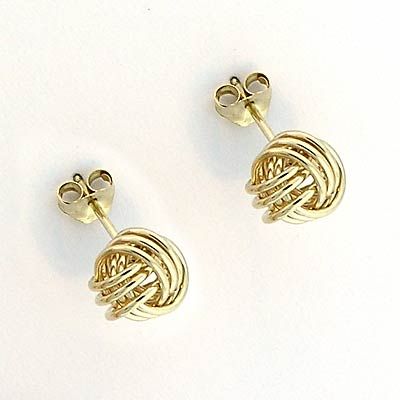 Solid Gold Love Knot Stud Earrings 14k Y/ Gold 1.60gr Free Worldwide