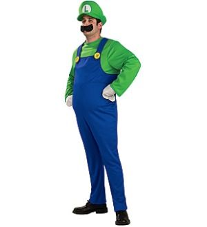 Super Mario Bros Deluxe Luigi Costume Adult Large New