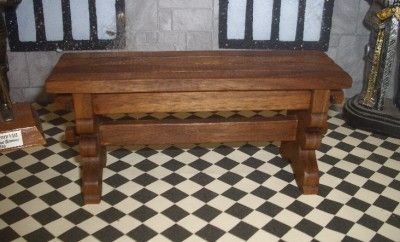 Dolls House Long Narrow Tudor Medieval Banquet Refectory Table Walnut