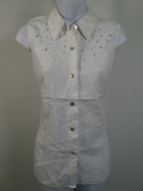 Richard Malcolm White Vest Button Down Top Shirt Sz M