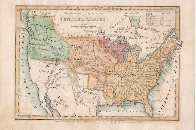 United States Oregon Missouri North Western Territory 1833 Map Hand