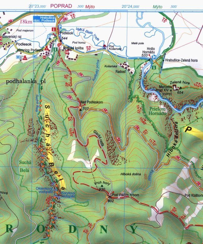 Słowacki Raj Slovenský Raj Mapa Turystyczna