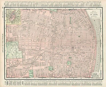 Antique Street Map of St. Louis Missouri