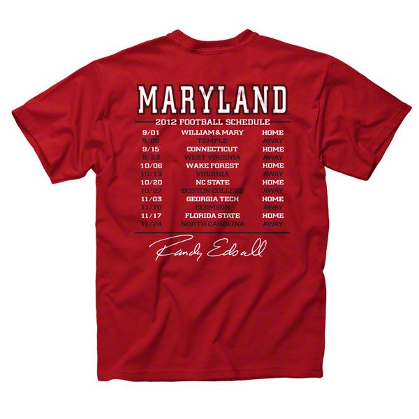 Maryland Terrapins 2012 Football Season Schedule T Shirt