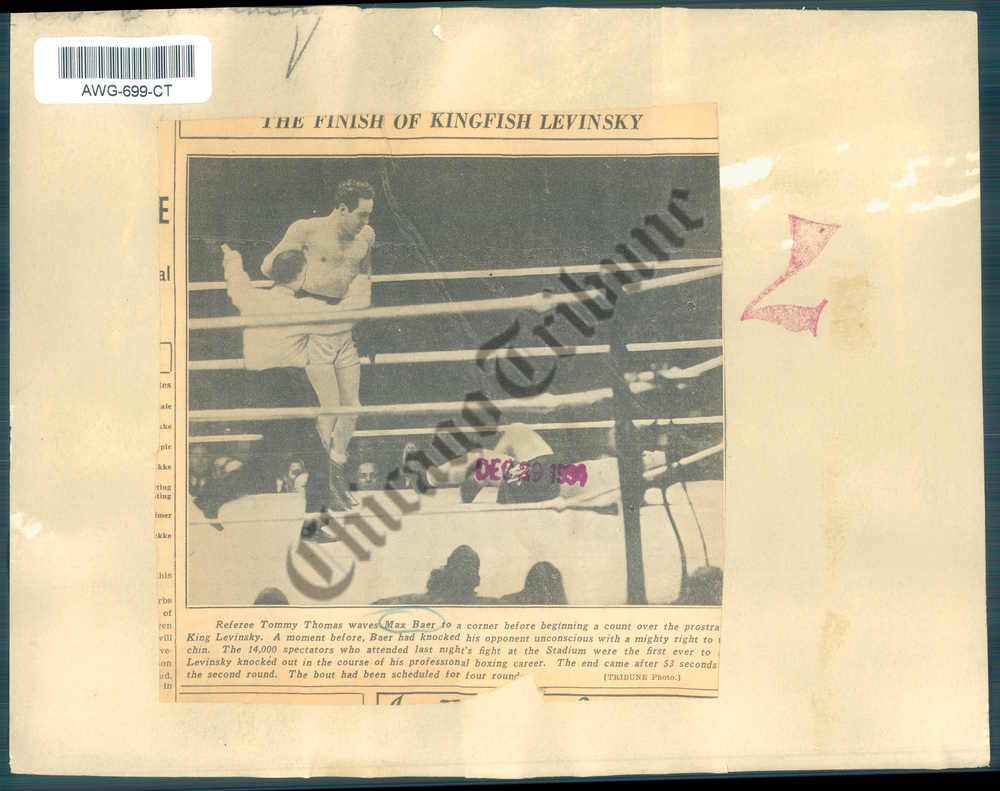 Ct Photo AWG 699 Max Baer Boxer Fights King Levinsky 1934