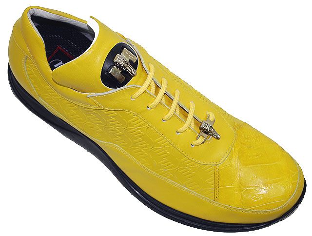 New Mauri Yellow Alligator Nappa Leather Sneakers 9 5