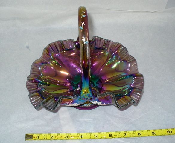 Ruffle Edge Basket Purple Opalescent Carnival HP Signed Watson