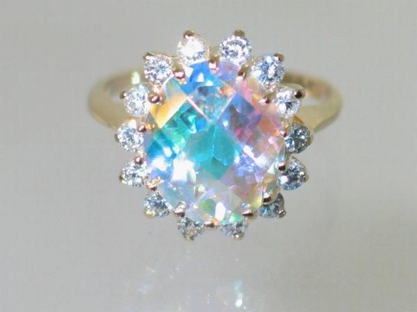 R283 Mercury Mist Topaz Gold Ring