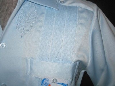 Original Mexican Lt Blue Guayabera Casual Dress Wedding