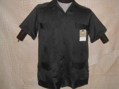 Original Mexican Black Guayabera Casual Dress Wedding