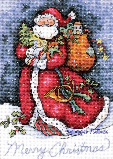 Counted Cross Stitch Kit 5 x 7 Merry Christmas Santa 08825