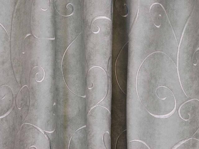 Aqua Embroider Microfiber Swirl Suede Upholstery Fabric