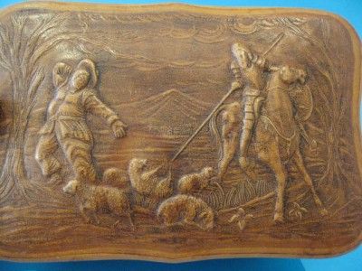 Leather Jeype Hunting Knight Miguel De Cervantes Box Casket 1950