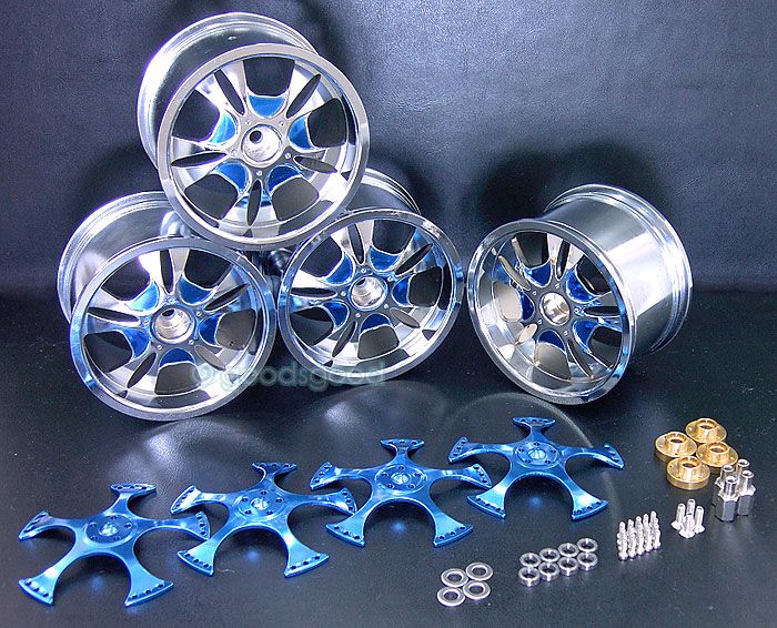 This Auctions Has 4 Pcs Aluminum Wheel & 4 Set Spinner Fit E Maxx, T