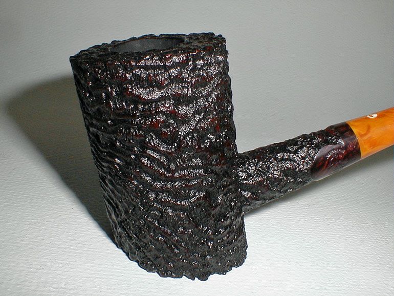 Jim Cooke Sandblasted Ring Grain Bent Stack Poker Freehand Pipe