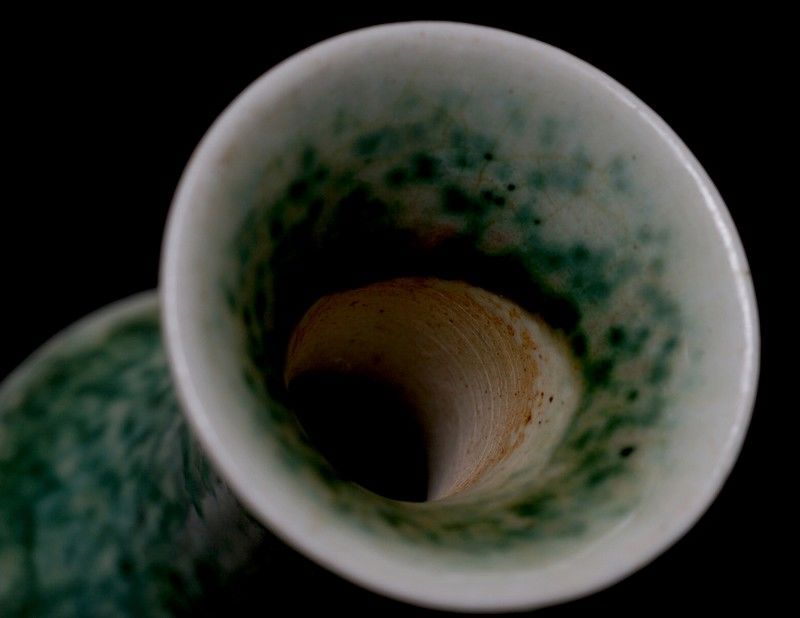 Antique Chinese Porcelain Flambe Glazed Green Bottle Vase 7Z72