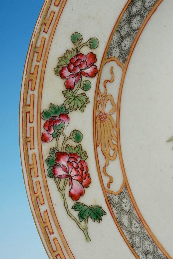 Antique 18c China Porcelain Fine Famille Rose Flower Design Plate C111