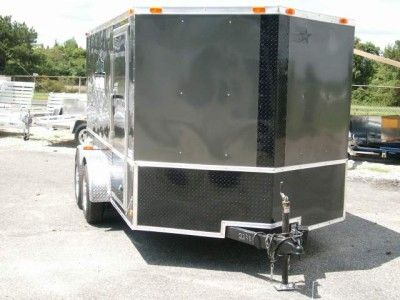 7x12 Double Motorcycle Enclosed Trailer w Harley Davidson Decals Blk