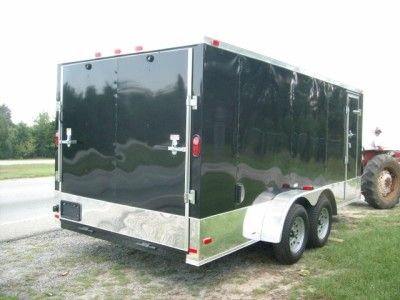 7x16 Enclosed ATV Cargo Motorcycle Trailer Black w Anodized V Nose and